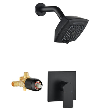 Wall Mount 5-Spray Shower Trim Kit 1-Handle Single Function Pressure Balancing Shower System - Matte Black, Brushed Nickel, Brushed Gold